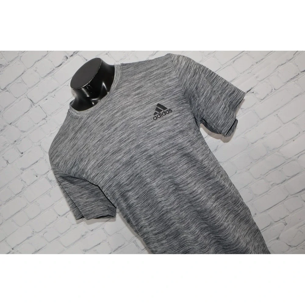 Adidas T-Shirt Mens XL Gray Space Dye Short Sleeve Performance Top Gym Workout